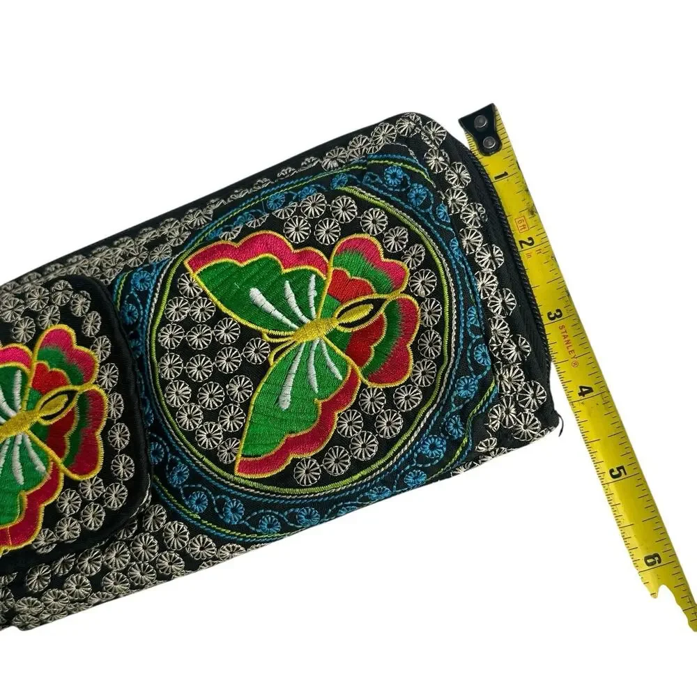 Embroidered Floral Crossbody Wallet With Strap boho festival hippie Purse